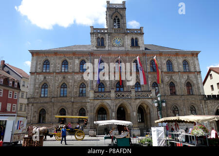 Weimar Germany 2018 Rathaus on Marktplatz, Weimar, Thuringia, Germany Stock Photo