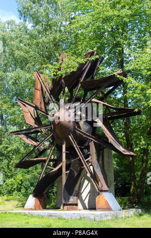 The old wheel of ventilator of a colliery - Landek in city Ostrava in the Czech Republic Stock Photo