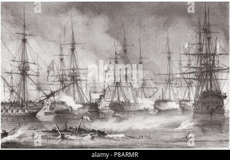 The Naval Battle of Navarino on 20 October 1827. Museum: PRIVATE COLLECTION. Stock Photo