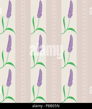 Seamless vector lavender pattern isolated on white background Stock Vector