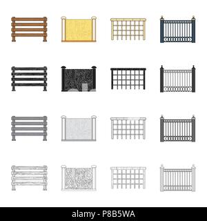 Fence, post, pillar, and other  icon in cartoon style.Stone, granite, palisade, icons in set collection. Stock Vector