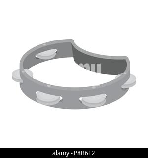 Tambourine icon in monochrome style isolated on white background. Musical instruments symbol vector illustration Stock Vector