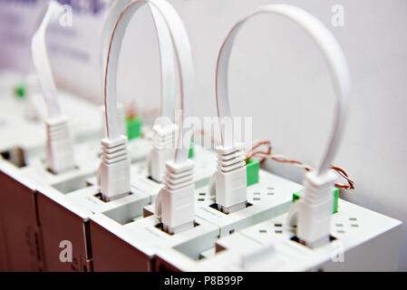 Commutation cables in the electronic device Stock Photo