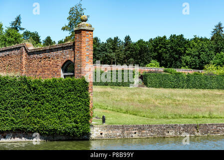 Marks Hall Gardens and Arboretum Coggeshall Colchester, Essex, UK.18th century brick-wall.1700’s, architecture, brickwork. Stock Photo