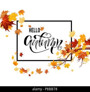 Hello autumn leaves Stock Vector