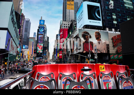 New York, NY / USA - 04.13.2018: View from the hop on hop off double decker sightseeing bus in New York Stock Photo