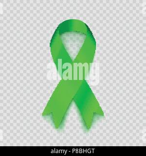 Stock vector illustration lime green ribbon Isolated on transparent background. Non-Hodgkin lymphoma awareness. EPS10 Stock Vector