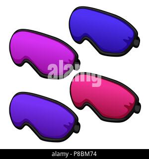 Set of colorful sleeping masks from relax isolated on a white background. Vector cartoon close-up illustration. Stock Vector