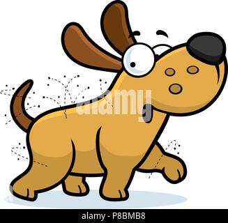 A cartoon illustration of a dog with fleas. Stock Vector