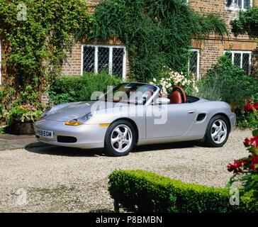 Silver Boxster Rear Car, Porsche Boxster S, model year 2004-, silver, Convertible, open top ...