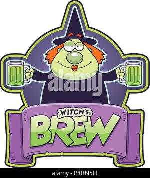 A cartoon illustration of a monk with two mugs of witch's brew. Stock Vector
