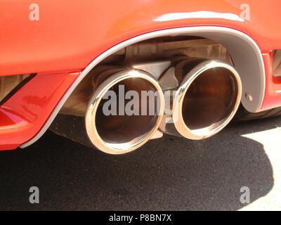 Porsche Boxster S in Red - 2002 model - showing twin exhaust tips Stock Photo