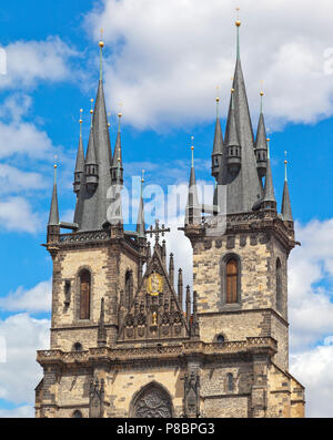 Old town square, Tyn Church towers, Prague old town Czech Republic Stock Photo