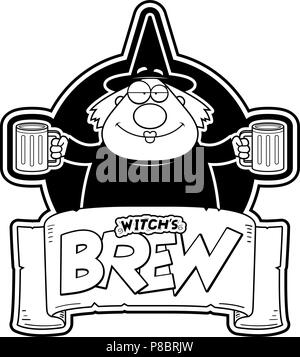 A cartoon illustration of a monk with two mugs of witch's brew. Stock Vector