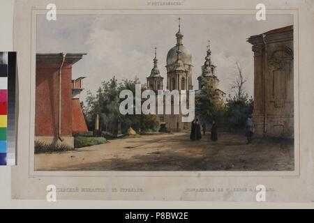 The Coastal Monastery of Saint Sergius in Strelna near St. Petersburg. Museum: State Museum of A. S. Pushkin, Moscow. Stock Photo