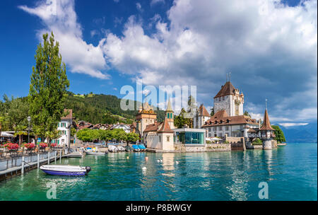 Oberhofen Castle, Oberhofen am Thunersee, Canton of Bern, Switzerland Stock Photo