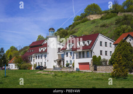 'Lighthouse' in Devin, borough of Bratislava, view with walls of one of the oldest castles in Slovakia Stock Photo