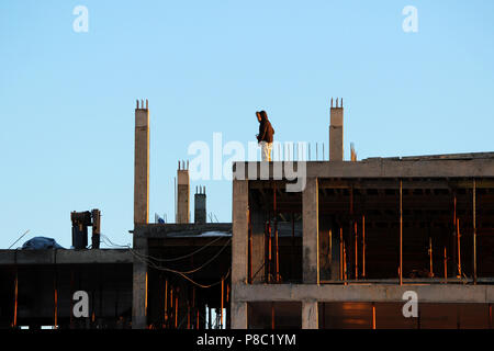 telescopic rack formwork monolithic slabs in the construction of a multistory building Stock Photo