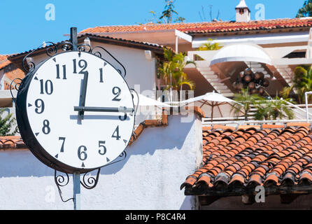 PUERTO VALLARTA, MEXICO - MARCH 10, 2018: A  large clock in Puerto Vallarta on March 10, 2018. MX-JAL. Stock Photo