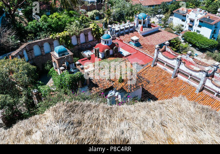 PUERTO VALLARTA, MEXICO - MARCH 10, 2018: Rooftop view of various architectureal influences in the old section of Puerto Vallarta March 10, 2018. MX-J Stock Photo