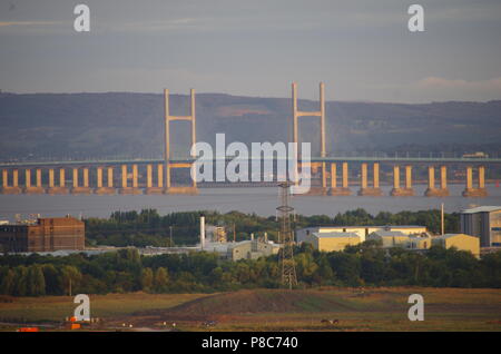 View of the Severn Bridge. John o' groats (Duncansby head) to lands end. End to end trail..England. UK Stock Photo