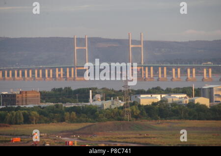 View of the Severn Bridge. John o' groats (Duncansby head) to lands end. End to end trail..England. UK Stock Photo