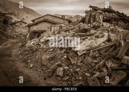 Nocria village in the marche region. Damage caused by the earthquake Stock Photo