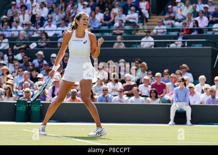 London, UK, 10th July 2018: For the 1st time in her career german tennis player Julia Goerges reached a Grand Slam SF at day 8 at the Wimbledon Tennis Championships 2018 at the All England Lawn Tennis and Croquet Club in London. Credit: Frank Molter/Alamy Live news