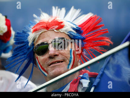 St Petersburg, Russia. 10th July, 2018. French fan during the 2018 FIFA World Cup Semi Final match between France and Belgium at Saint Petersburg Stadium on July 10th 2018 in Saint Petersburg, Russia. (Photo by Daniel Chesterton/phcimages.com) Credit: PHC Images/Alamy Live News Stock Photo