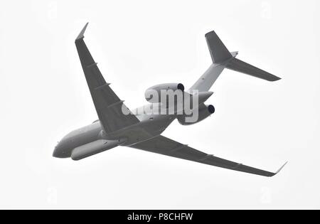 London, UK. 10th July, 2018. RAF Bombardier Sentinel R1 ZJ692. Royal Air Force (RAF) 100 years celebration flypast. Queen Elizabeth Olympic Park. Stratford. London. UK. 10/07/2018. Credit: Sport In Pictures/Alamy Live News Stock Photo