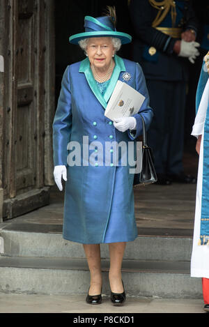 London, UK. 10th July, 2018. Britain's Queen Elizabeth II attends a service at Westminster Abbey to mark the 100th anniversary of the Royal Air Force (RAF) in London, Britain on July 10, 2018. Credit: Ray Tang/Xinhua/Alamy Live News