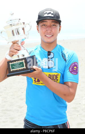 Kugenuma Kaigan, Kanagawa, Japan. 11th July, 2018. Joh Azuchi (JPN), JULY 11, 2018 - Surfing : World Surf League (WSL) QS1,500, Murasaki Shonan Open 2018 at Kugenuma Kaigan, Kanagawa, Japan. Credit: Naoki Nishimura/AFLO SPORT/Alamy Live News Stock Photo