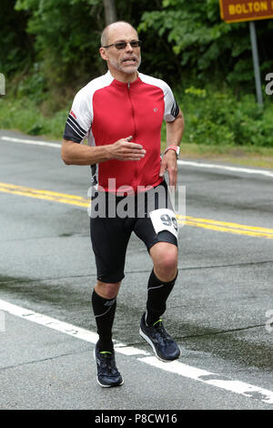 Dr Tom Denham during the run segment in the 2018 Hague Endurance Festival Sprint Triathlon Stock Photo