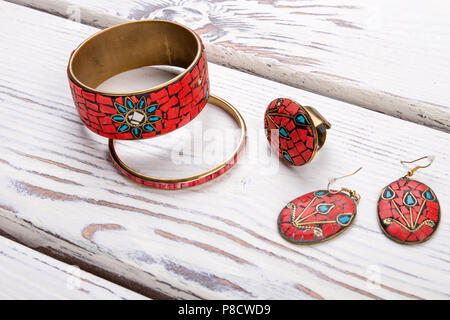 Decorated mosaic braceletes. Stock Photo