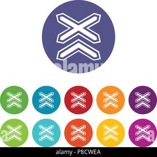 Two line non barrier railways icons set vector color Stock Vector