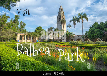 Travel Concept. Photograph of Alcazar Gardens at Balboa Park. San Diego, California, USA Stock Photo