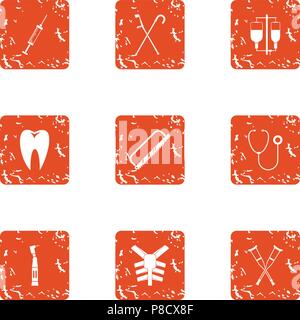 Skeleton frame icons set, grunge style Stock Vector