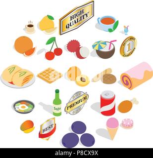 Drinks icons set, isometric style Stock Vector