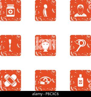 Steady state icons set, grunge style Stock Vector