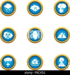 Exhaust icons set, flat style Stock Vector