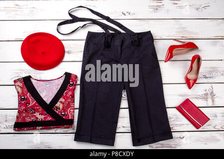 Set of stylish womens clothes. Stock Photo