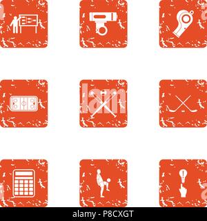 Plan icons set, grunge style Stock Vector