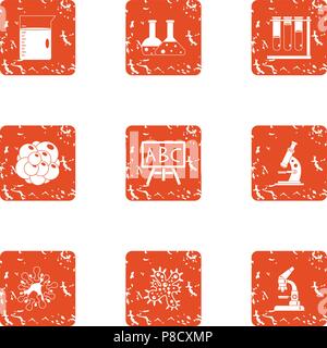 Chemical preparation icons set, grunge style Stock Vector