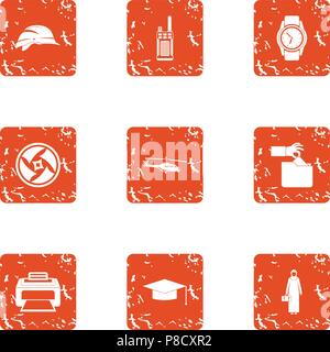 Designer look icons set, grunge style Stock Vector