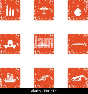 Deprivation icons set, grunge style Stock Vector