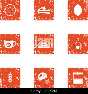 Carbohydrate icons set, grunge style Stock Vector