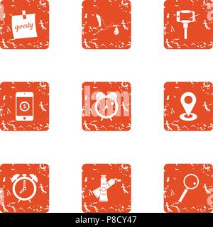 Nap icons set, grunge style Stock Vector