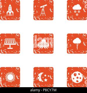 Charge energy icons set, grunge style Stock Vector