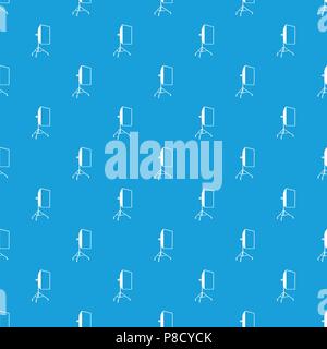 Studio light bulb in softbox pattern vector seamless blue Stock Vector