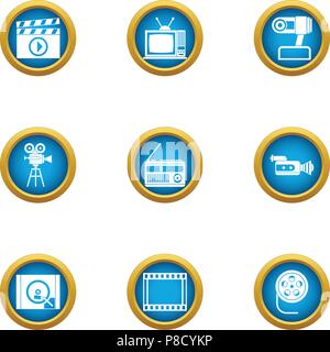 Shoot a film icons set, flat style Stock Vector